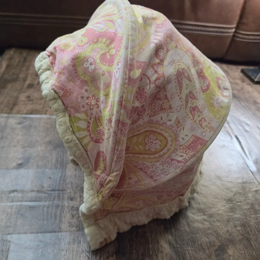 BELLA BABY COMPANY Car Seat Canopy Kids Pink Paisley Minky Dot Lining